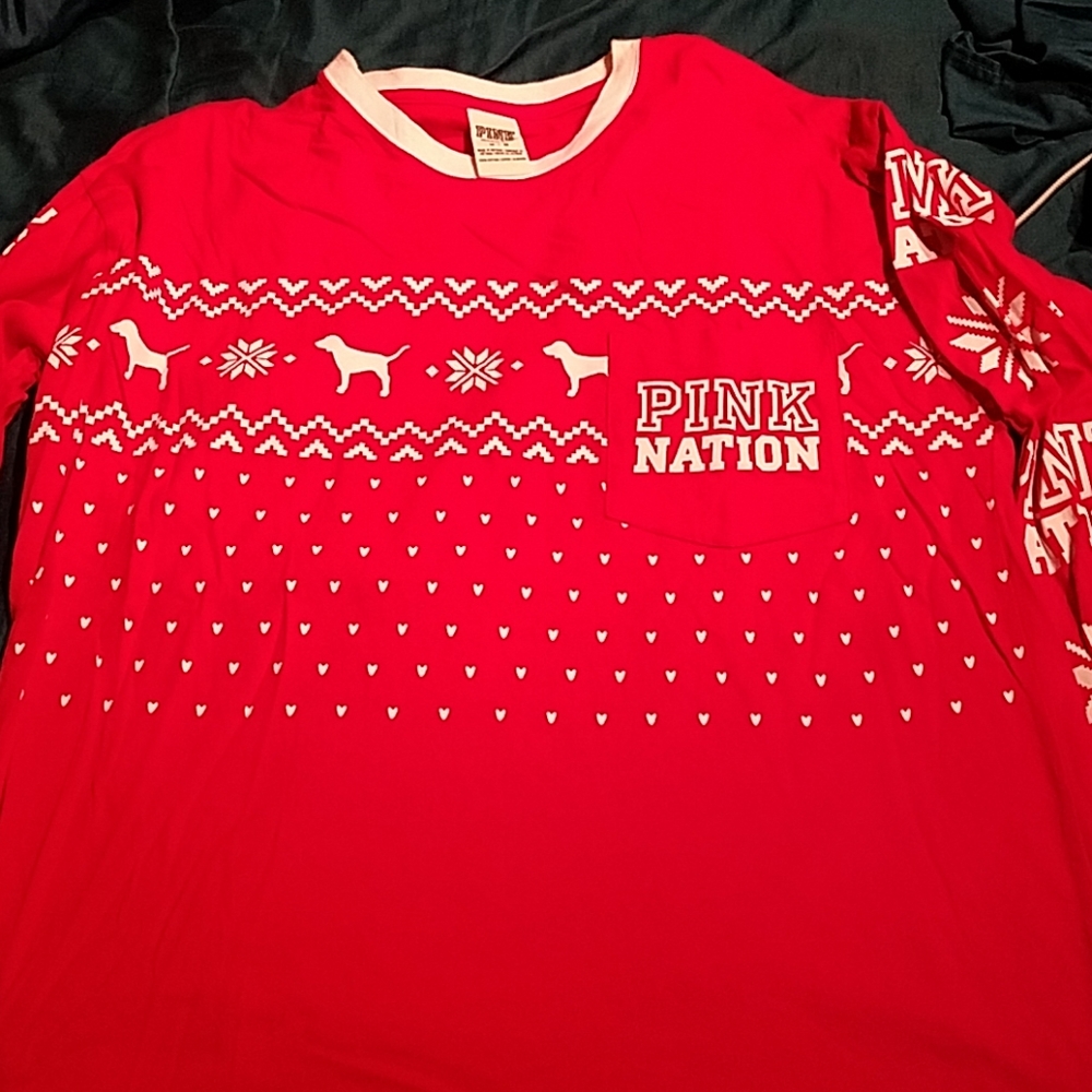 Victorias secret pink nation Christmas tee
